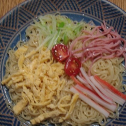 主人の分ですが、麺増量でたれも増量しましたー。
家で一番大きなお皿で☆
最後までおいしくいただけたようです。^^
ご馳走様～～！